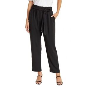 WAYF Tie Waist Paperbag Pants in Black